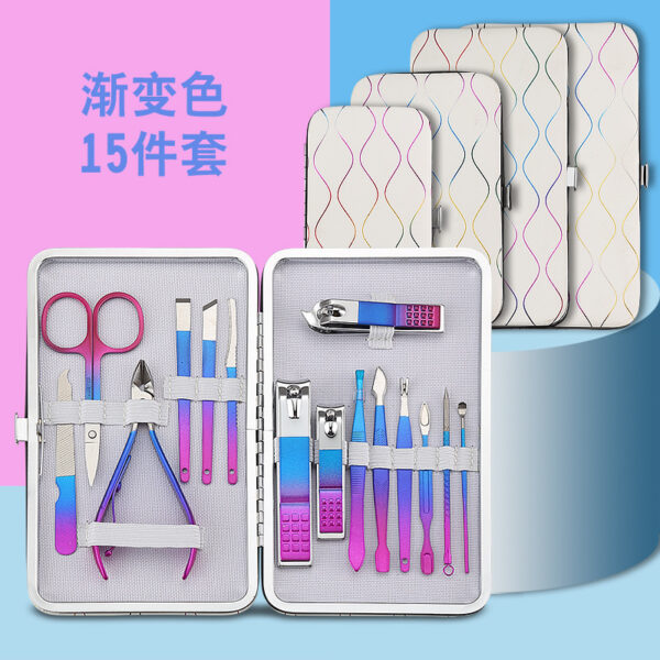 Factory Direct Sales Gradient Beauty Nail Tool Set Nail Clippers Ear Spoons Clipping Nail Pedicure Knife Clipping Manicure Manicure