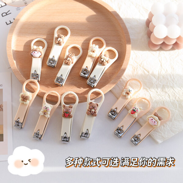 Cute Cartoon Nail Clipper Cream Color Nail Clipper Creative Folding Anti-Splash Nail Clipper Manicure