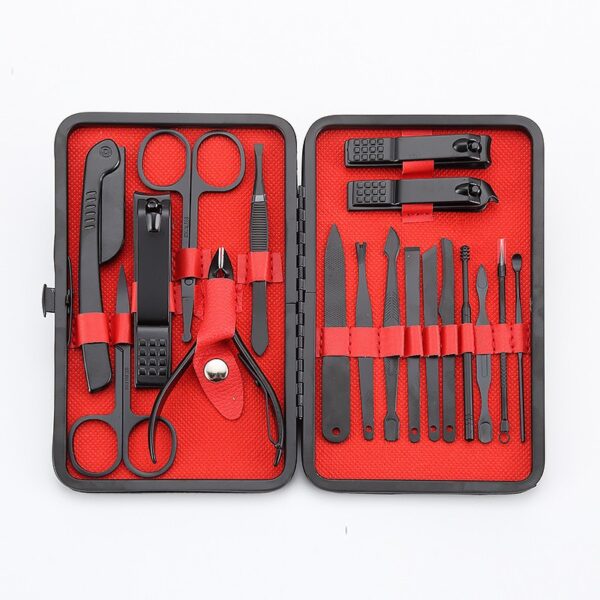 Factory Direct Sales Black And Red Manicure Sets Oblique Mouth Household Hand Nail Clippers Sets