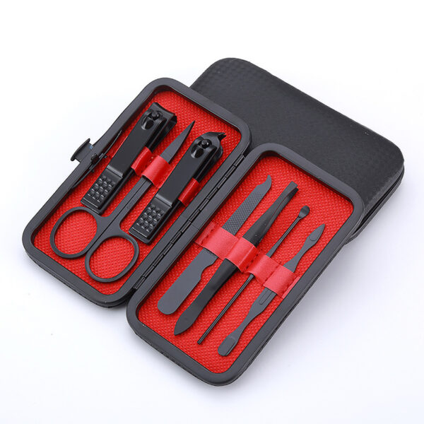 Factory direct sales of black and red manicure sets, nail art sets, slanted household hand-held nail clipper sets