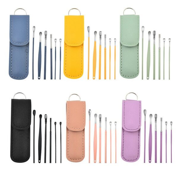 Factory Wholesale Ear Scoop 6 Pieces Set Ear Scoop Cleaning Tools Ear Scoop Stainless Steel Direct Sales